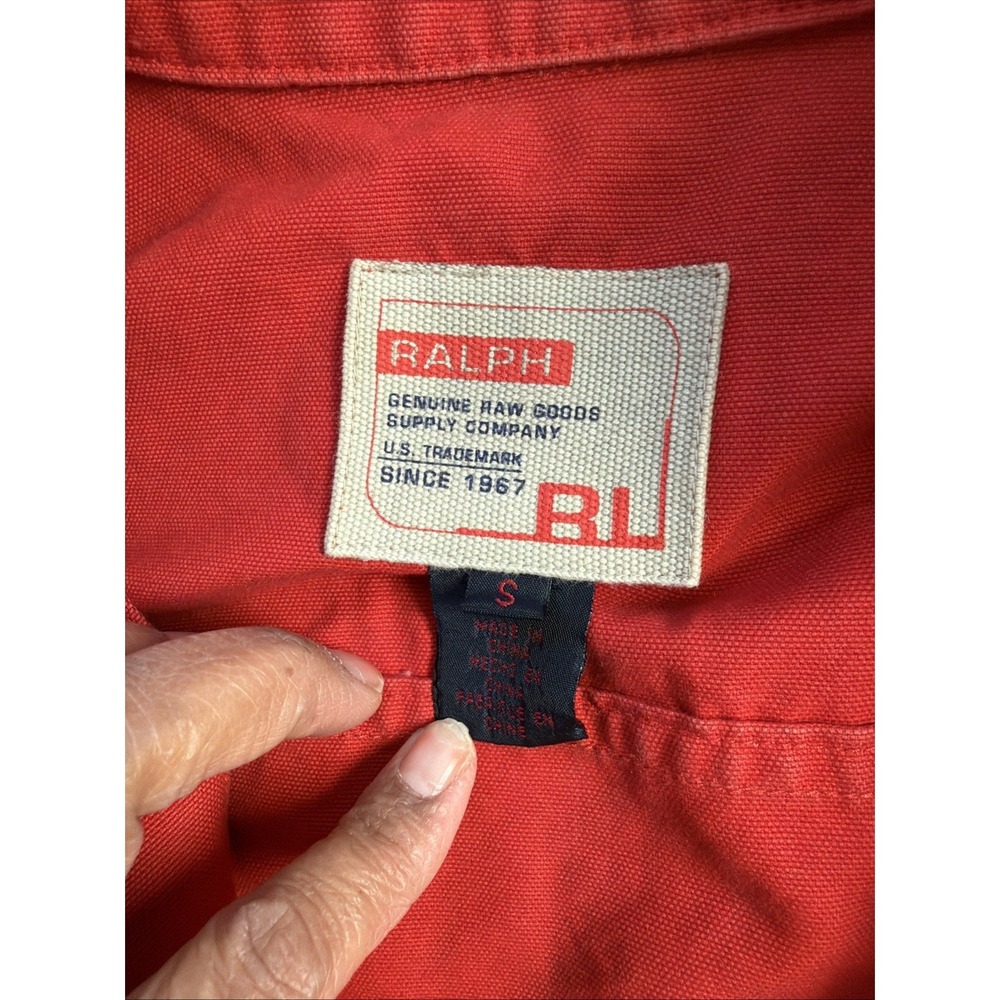 VTG Rare Sz S R L Ralph Genuine Raw Goods Supply Company Red Denim Zip Jacket - Picture 3 of 6